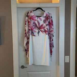 Frank Lyman dress. Size 10. Cream with floral cape